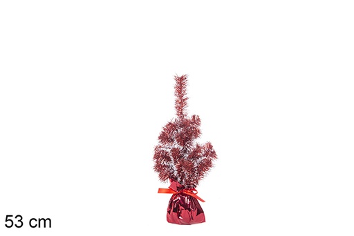 [113662] Árbol Navidad rojo/blanco con base rosa 53 cm