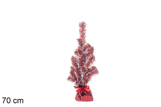[113663] Árbol Navidad PVC rojo/blanco con base rosa 70 cm
