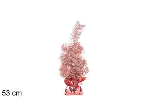 [113667] Árbol Navidad rosa metalizado con base rosa 53 cm