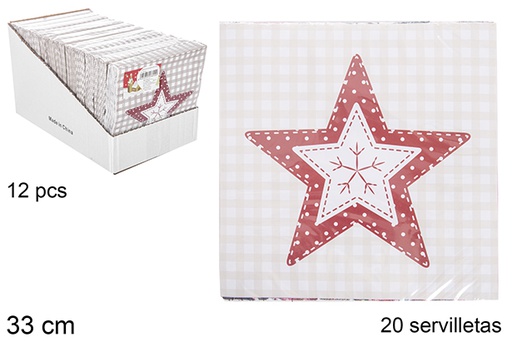 [113692] Pack 20 napkins decorated with star 33 cm