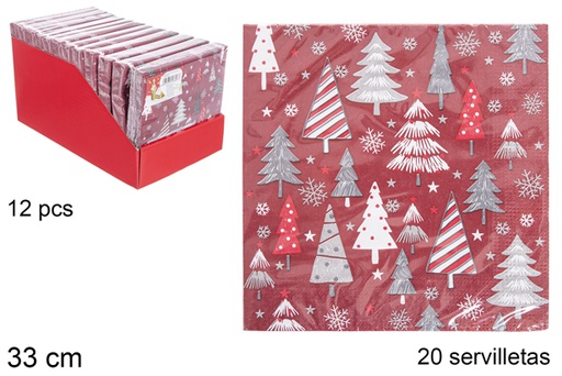 [113693] 20 papers napkins with christmas tree 33 cm