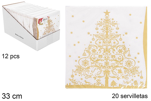[113698] 20 papers napkins with christmas  gold tree 33cm