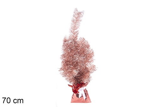 [113702] Árbol Navidad PVC rosa metalizado con base rosa 70 cm