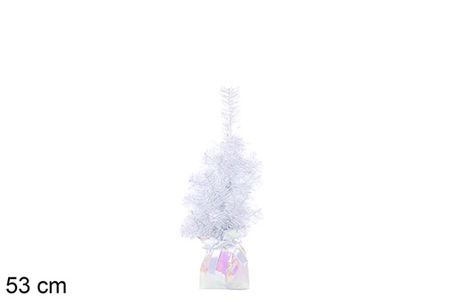 [113704] Árbol Navidad blanco iris con base blanca 53 cm