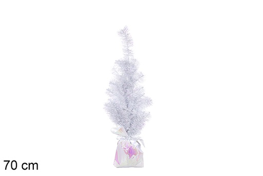 [113705] Árbol Navidad PVC blanco iris con base blanca 70 cm