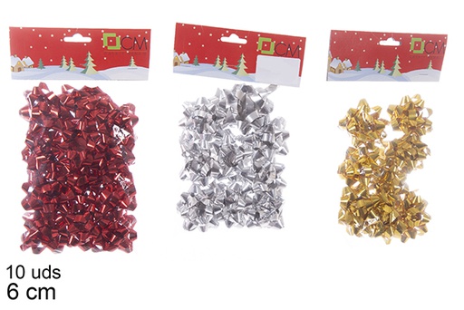 [113733] Pack 10 arcos presente de Natal ouro/prata/vermelho 6 cm