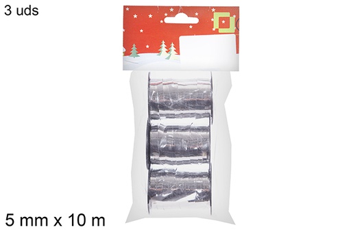 [113808] Pack 3 carretéis de fita de poliprolileno prata 5 mm x 10 m.