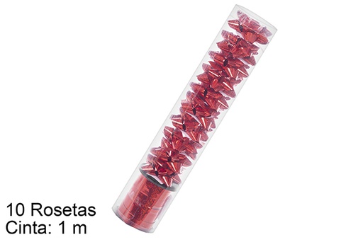 [113823] Juego 11 rosetas adhesivas rojas 1 cinta 1mt en cilindro