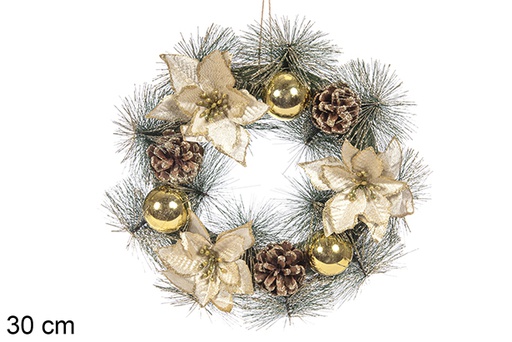 [113878] Christmas wreath with golden balls 30 cm 