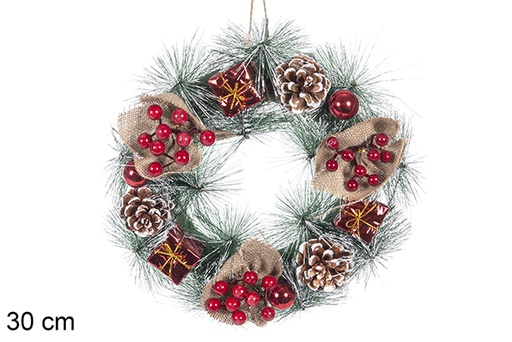 [113881] Christmas wreath with gift box 30cm 