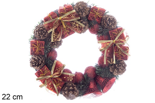 [113889] Christmas wreath with bells 22 cm