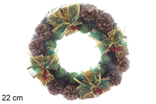 [113891] Christmas wreath w/gold gift box 22cm 