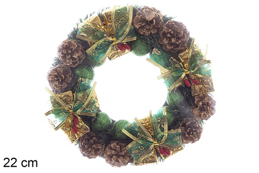 [113891] Couronne de Noël avec boîte dorée 22 cm