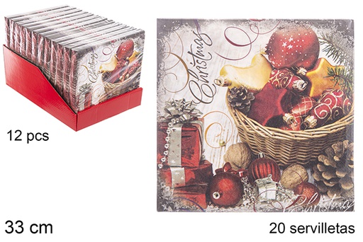 [113935] Pack 20 napkins 3 layers decorated Christmas 33 cm
