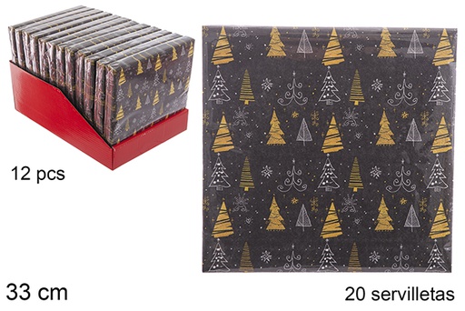 [113937] Pack 20 serviettes en papier décorées de Noël à 3 plis 33 cm