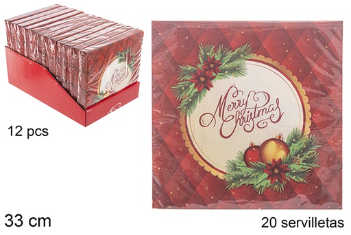 [113938] Pack 20 servilletas 3 capas decorado Navidad 33 cm