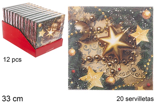 [113944] Pack 20 napkins 3 layers decorated Christmas 33 cm