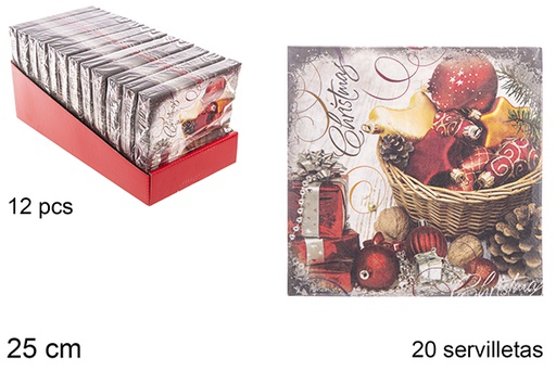 [113953] Pack 20 tovaglioli 3 veli decorati natalizi 25 cm