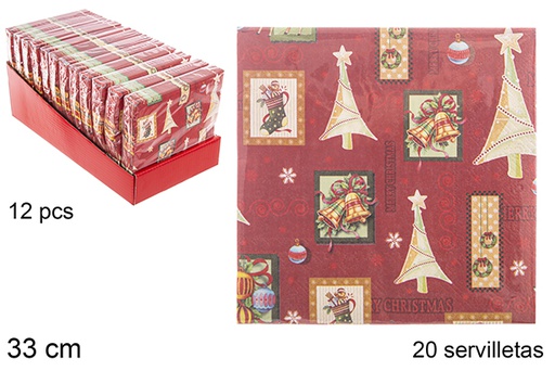 [113954] Pack 20 Christmas paper napkins 3-ply 25 cm