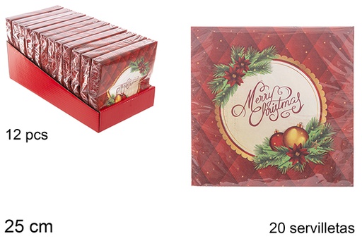 [113956] Pack 20 servilletas 3 capas decoradas Navidad 25 cm