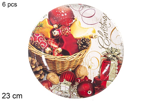 [113972] Pack 6 Christmas decorated paper plates 23 cm   