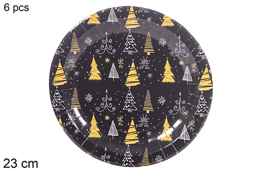 [113974] Pack 6 assiettes en carton décorées de Noël 23 cm