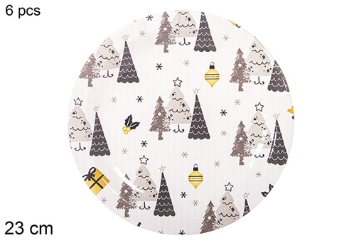 [113976] Pack 6 Christmas decorated paper plates 23 cm 