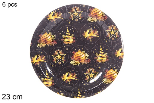 [113977] Pack 6 Christmas decorated paper plates 23 cm