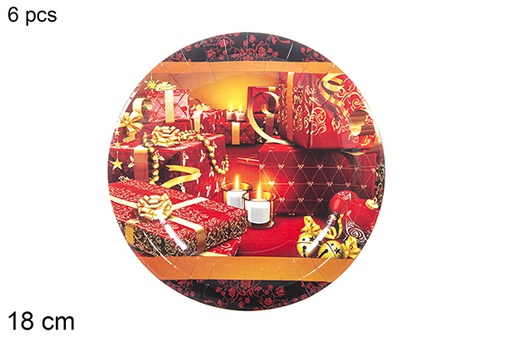 [113983] Pack 6 platos papel decorado Navidad 18 cm