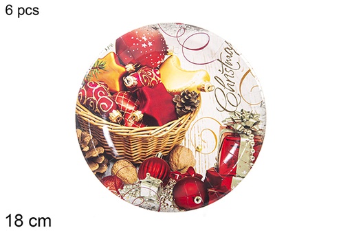 [113984] 6 assiettes en papeir décorées de nöel 18 cm  