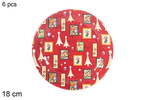 [113985] 6 christmas decorated paper plates 18 cm 
