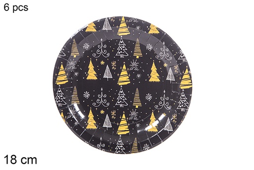[113986] 6 piatti di carta decorati natalizi 18 cm  