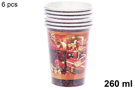 [113995] Pack 6 christmas paper cups 260 ml