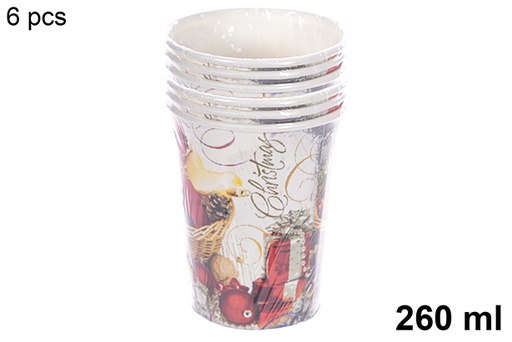 [113996] Pack 6 bicchieri di carta decorati natalizi 260 ml