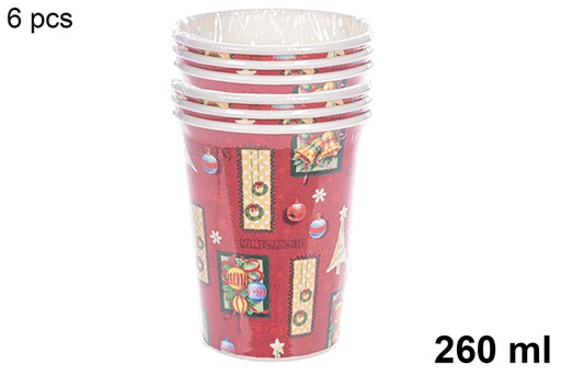 [113997] Pack 6 bicchieri di carta decorati natalizi 260 ml