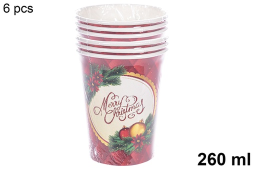 [113999] Pack 6 Christmas paper cups 260 ml