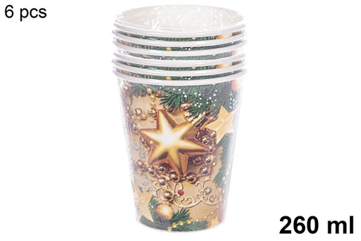 [114003] Pack 6 bicchieri di carta decorati natalizi 260 ml