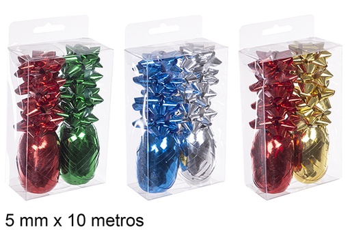 [112464] Pack 2 ribbons with 8 bows for Christmas gifts assorted colors