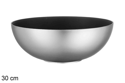 [113128] Bowl Navidad plástico reciclado plata/negro 30 cm