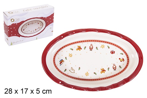 [113187] Ceramic oval serving tray with Christmas figures 28x17 cm