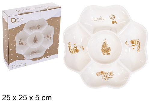 [113200] Ceramic hors d'oeuvre Christmas gold New 25 cm