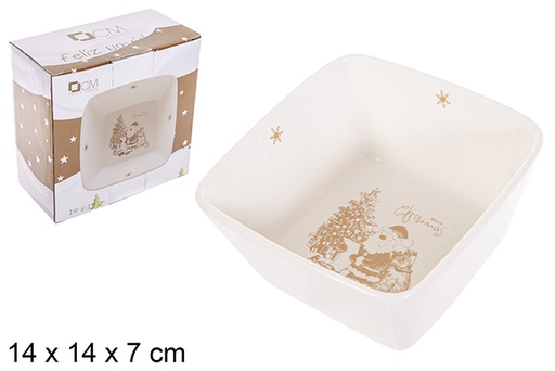 [113205] Christmas ceramic bowl gold New 14 cm