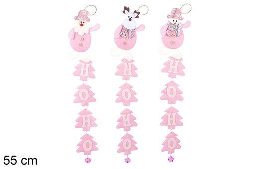 [113369] Ciondolo natalizio HO-HO decorare la casa con la campana assortito 55 cm