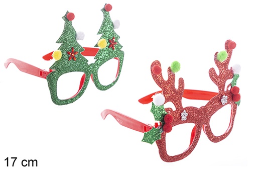 [113385] Lunettes de Noël à paillettes assortis 17 cm  