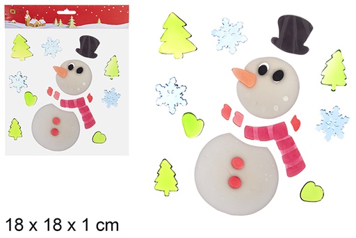 [113402] Adesivo gel pupazzo di neve per decorare 18 cm