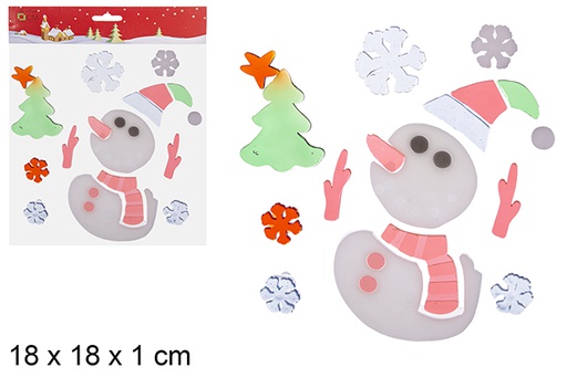 [113403] Adesivo de gel boneco de neve para decorar 18 cm