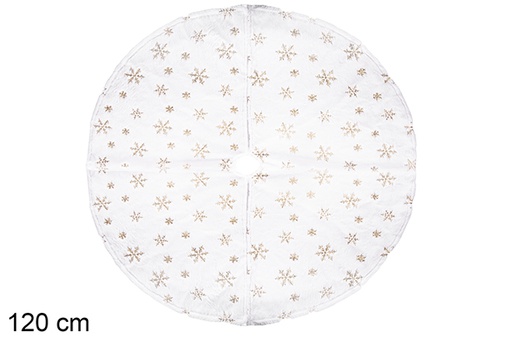 [113415] White blanket for Christmas tree stand decorated with snowflake 120 cm