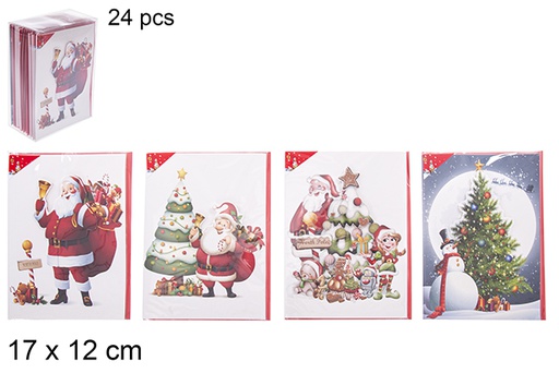 [113421] Carte postale assortie de Noël Père Noël 17x12 cm