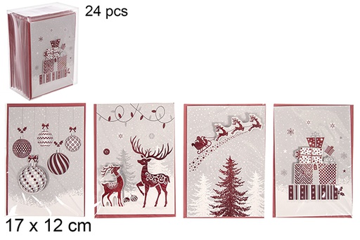 [113423] Carte postale Noël blanche 3D assortie 17x12cm 