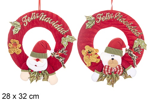 [113441] Ciondolo tondo natalizio Babbo Natale decorato assortito 28x32 cm